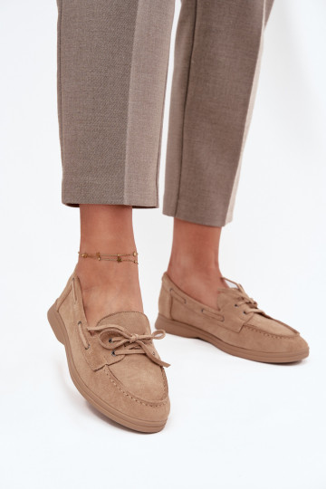 topánky Mokasíny Dámsky byt so štýlovými detailmi béžová Zalina 2