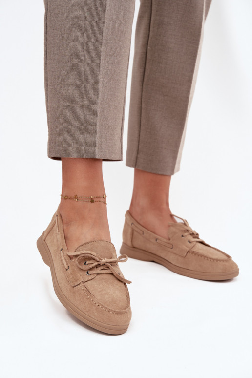 topánky Mokasíny Dámsky byt so štýlovými detailmi béžová Zalina