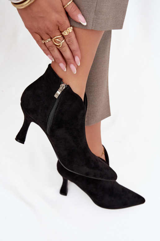 nízke podpätky pre ženy s tenkými podpätkami z eko semišuoIne čierna Jolivra