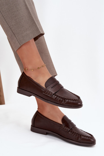 topánky Mokasíny Dámske z eko kože Hnedá farba Lilith