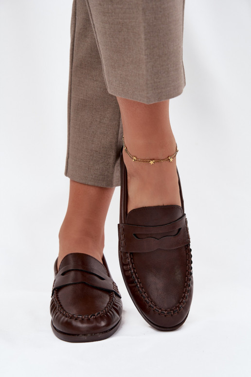 topánky Mokasíny Dámske z eko kože Hnedá farba Lilith