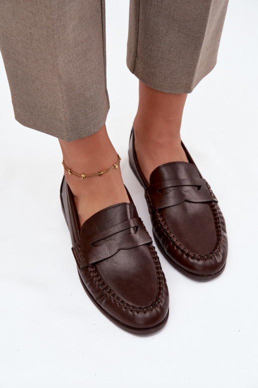 topánky Mokasíny Dámske z eko kože Hnedá farba Lilith