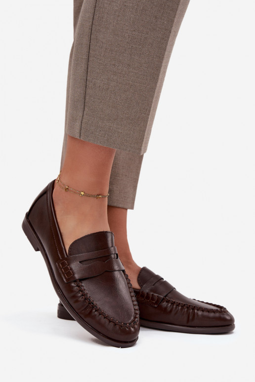 topánky Mokasíny Dámske z eko kože Hnedá farba Lilith