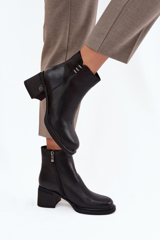 Kožené zahriať sa Dámske čižmy Zapnuté Klocku Vinceza 91159 čierna