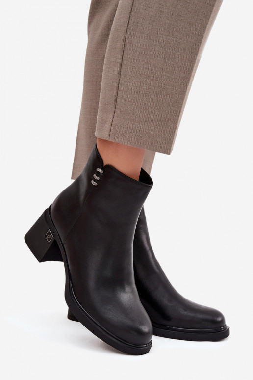 Kožené zahriať sa Dámske čižmy Zapnuté Klocku Vinceza 91159 čierna