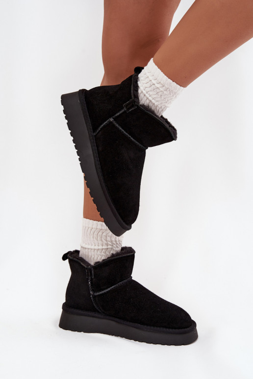 SnehuleZapnutéturalnego zo semišuu zahriať sa s kožušinou vo vnútri Vinceza 97961 čierna