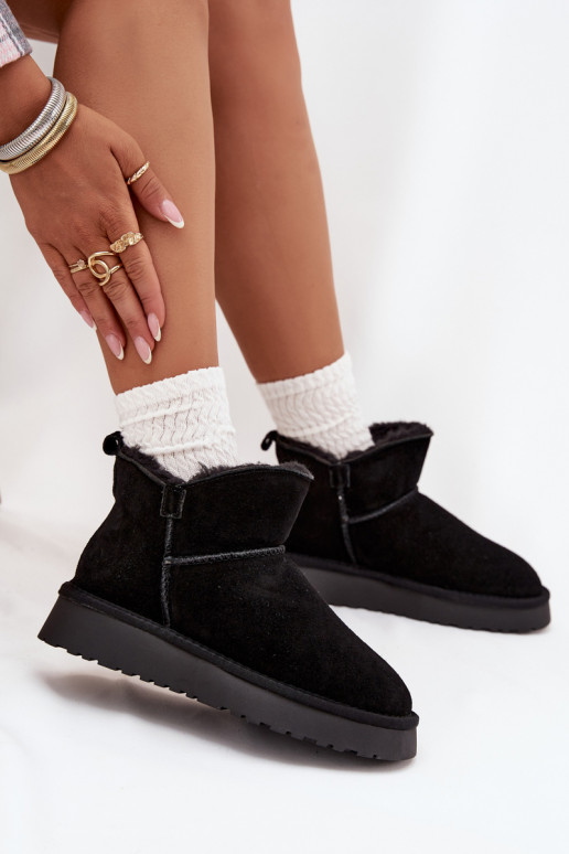 SnehuleZapnutéturalnego zo semišuu zahriať sa s kožušinou vo vnútri Vinceza 97961 čierna