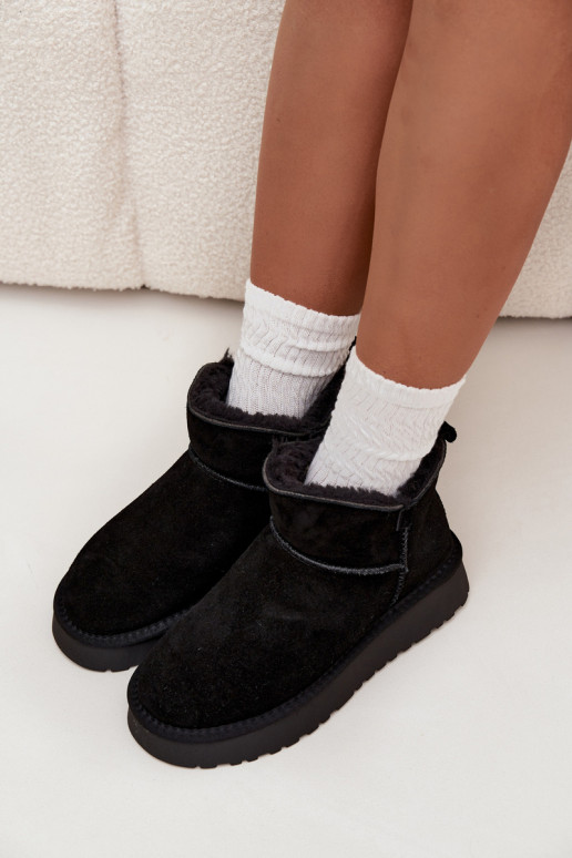 SnehuleZapnutéturalnego zo semišuu zahriať sa s kožušinou vo vnútri Vinceza 97961 čierna