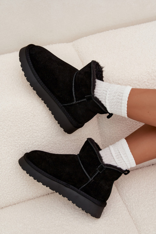 SnehuleZapnutéturalnego zo semišuu zahriať sa s kožušinou vo vnútri Vinceza 97961 čierna