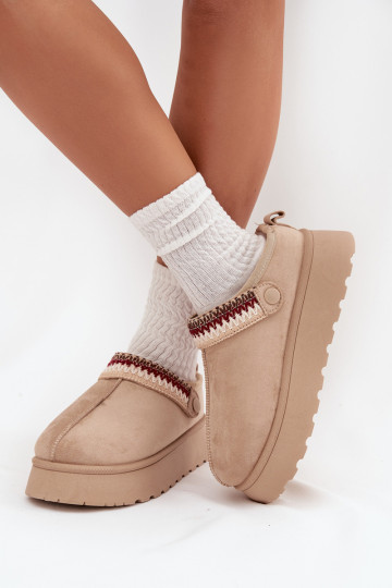 Snehule Dámska nízkaRuchomym Pruhyem I Haftem s platformou slonovina Lyrisse