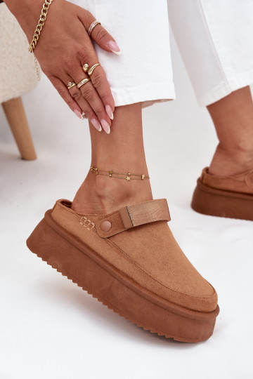 Snehule Dámske s platformous lepiacim zapínanímem Hnedá farba Jorielle