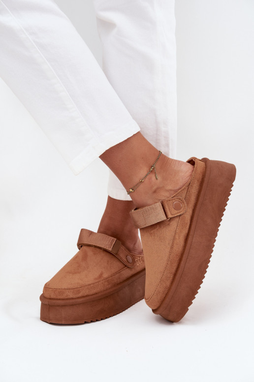 Snehule Dámske s platformous lepiacim zapínanímem Hnedá farba Jorielle