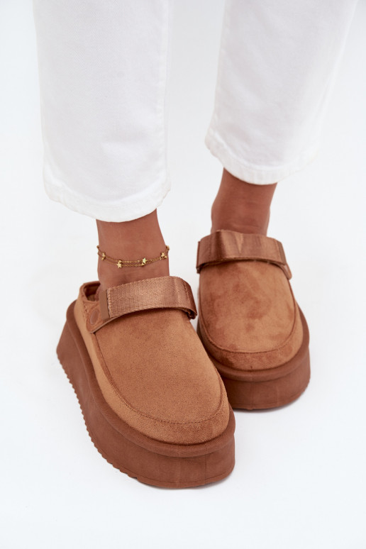 Snehule Dámske s platformous lepiacim zapínanímem Hnedá farba Jorielle