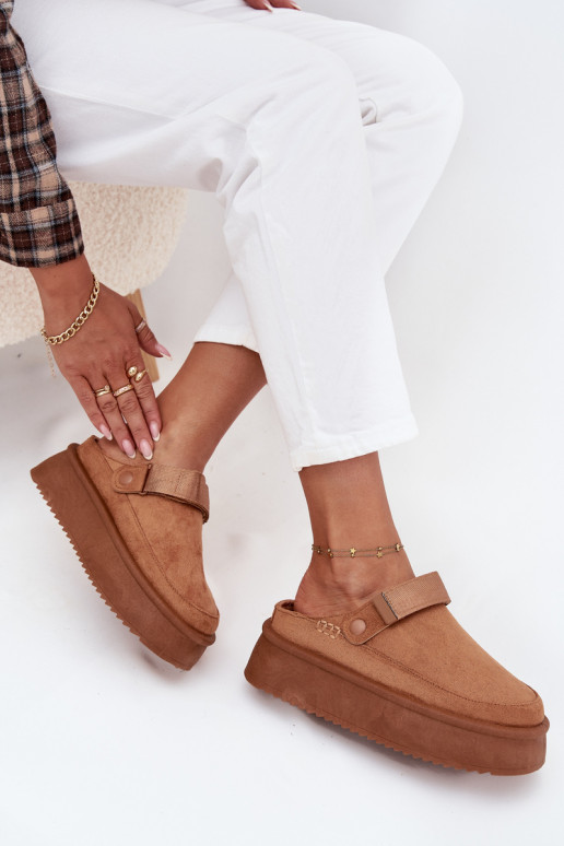 Snehule Dámske s platformous lepiacim zapínanímem Hnedá farba Jorielle