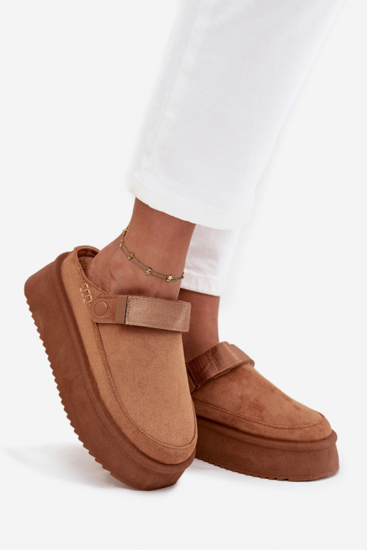 Snehule Dámske s platformous lepiacim zapínanímem Hnedá farba Jorielle