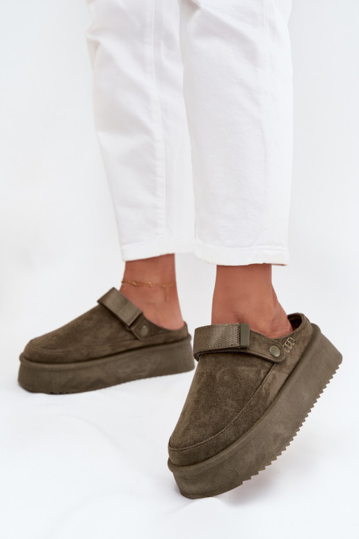 Snehule Dámske s platformous lepiacim zapínanímem khaki farby Jorielle Snehule Dámske s platformous lepiacim zapínanímem khaki farby Jorielle