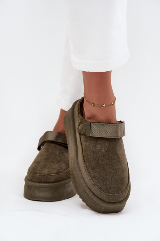 Snehule Dámske s platformous lepiacim zapínanímem khaki farby Jorielle Snehule Dámske s platformous lepiacim zapínanímem khaki farby Jorielle