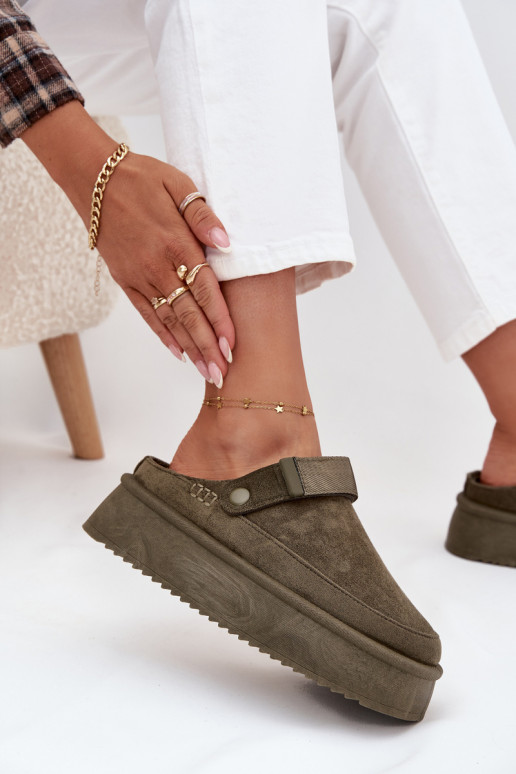 Snehule Dámske s platformous lepiacim zapínanímem khaki farby Jorielle Snehule Dámske s platformous lepiacim zapínanímem khaki farby Jorielle