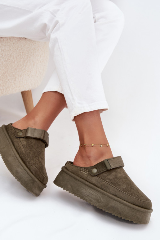 Snehule Dámske s platformous lepiacim zapínanímem khaki farby Jorielle Snehule Dámske s platformous lepiacim zapínanímem khaki farby Jorielle