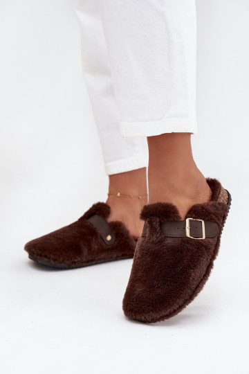 s kožušinou Dámske papuče s platformou s popruhmi I s prackami Hnedá farba Noraline 2