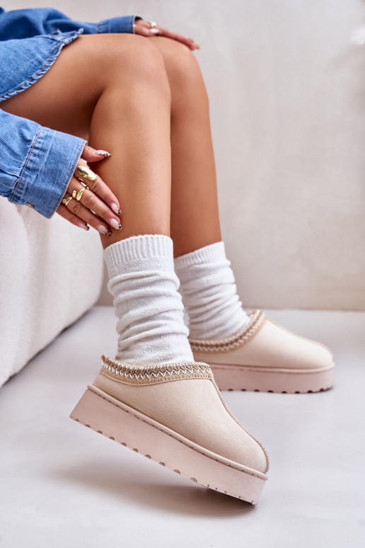 Snehule Dámske s platformou zahriať sa s kožušinou vo vnútri slonovina Remenia Snehule Dámske s platformou zahriať sa s kožušinou vo vnútri slonovina Remenia