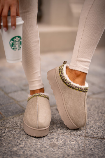 Snehule Dámske s platformou zahriať sa s kožušinou vo vnútri zelená farba Remenia