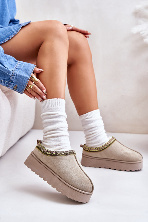 Snehule Dámske s platformou zahriať sa s kožušinou vo vnútri zelená farba Remenia