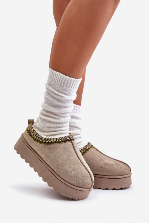 Snehule Dámske s platformou zahriať sa s kožušinou vo vnútri zelená farba Remenia