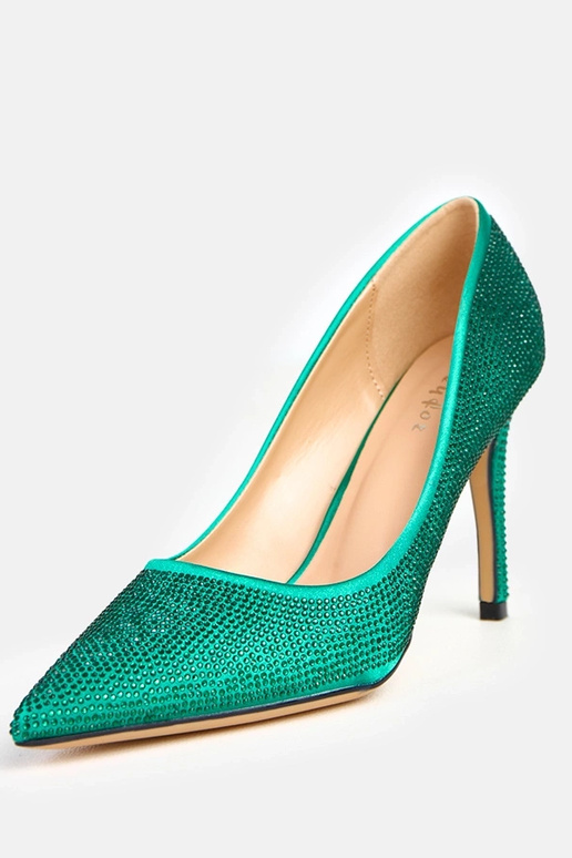 Zelené saténové vysoké topánky s... Zelené saténové vysoké topánky s...