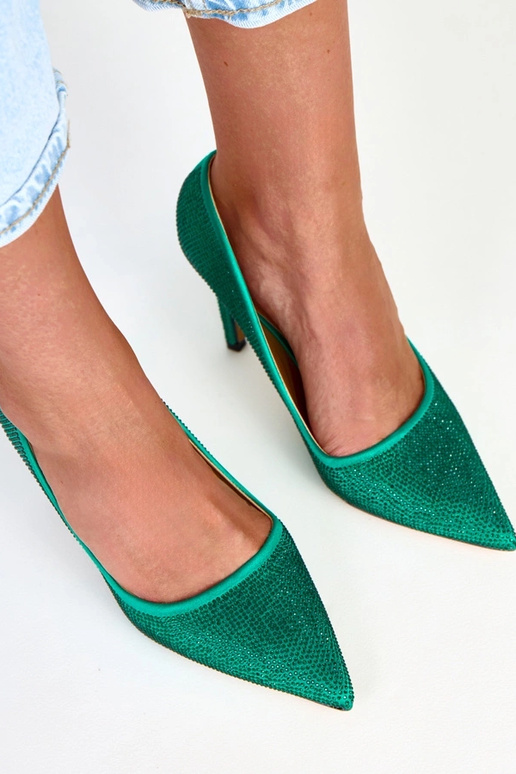 Zelené saténové vysoké topánky s... Zelené saténové vysoké topánky s...