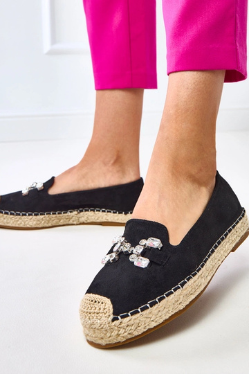 Čierne espadrilky zdobené kamienkami Marlein 2