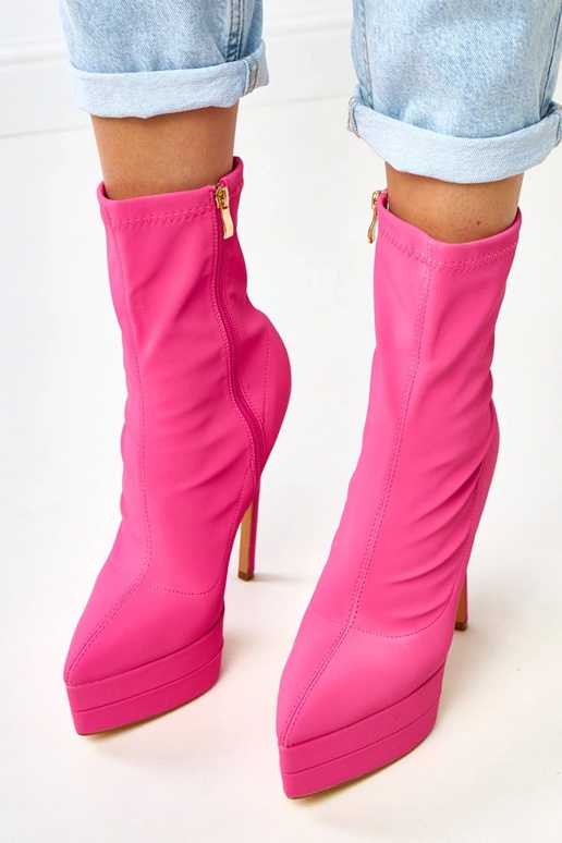 Ružové saténové členkové topánky na...