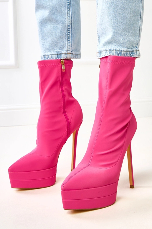 Ružové saténové členkové topánky na...