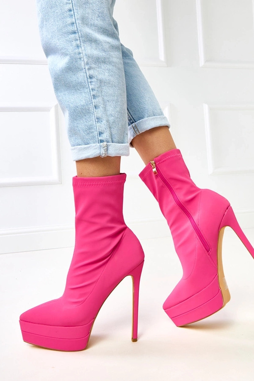 Ružové saténové členkové topánky na...