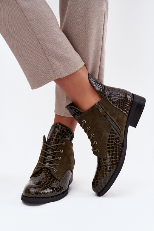 s lakovým efektom Dámske čižmy S Ornatem Tłoczeniem zahriať sa Vinceza 16477 khaki farby s lakovým efektom Dámske čižmy S Ornatem Tłoczeniem zahriať sa Vinceza 16477 khaki farby