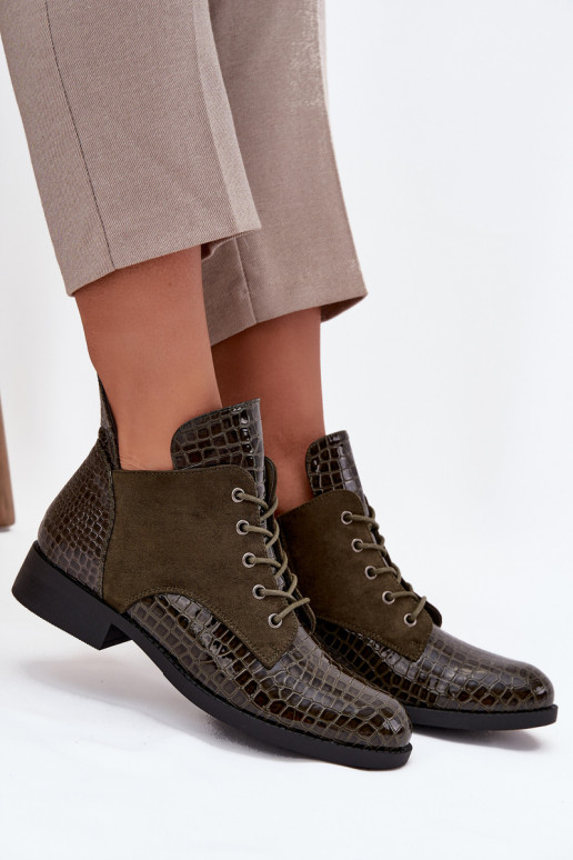 s lakovým efektom Dámske čižmy S Ornatem Tłoczeniem zahriať sa Vinceza 16477 khaki farby s lakovým efektom Dámske čižmy S Ornatem Tłoczeniem zahriať sa Vinceza 16477 khaki farby