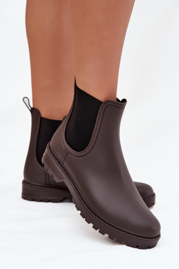 Gumové čižmy DámskeElastycznymi INstaInkami CzekoladoIne Ciariel