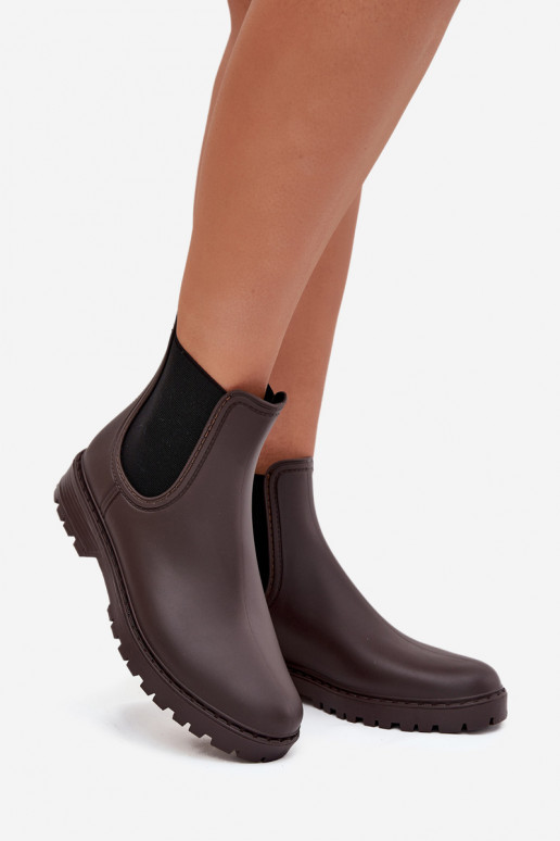 Gumové čižmy DámskeElastycznymi INstaInkami CzekoladoIne Ciariel