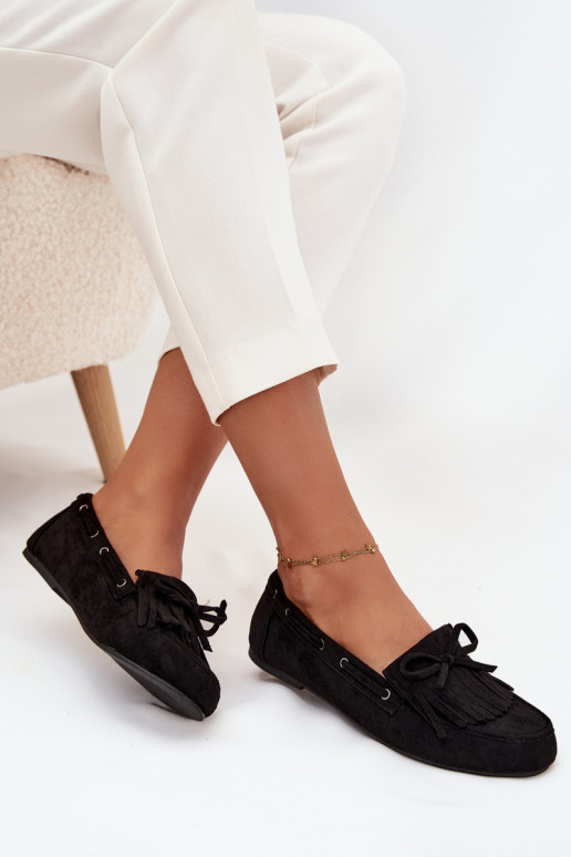 dámske mokasíny so strapcami I Kokardką čierna Olivianne