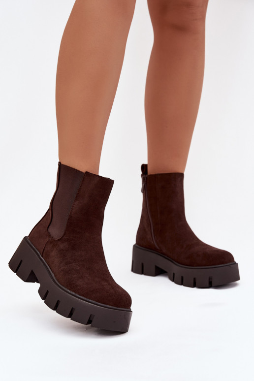 štýlové čižmy Dámske zahriať sa Zapnuté Hrad z eko semišuoIne CzekoladoIne Fivienne