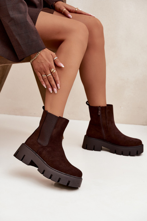 štýlové čižmy Dámske zahriať sa Zapnuté Hrad z eko semišuoIne CzekoladoIne Fivienne