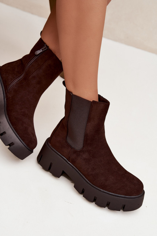 štýlové čižmy Dámske zahriať sa Zapnuté Hrad z eko semišuoIne CzekoladoIne Fivienne