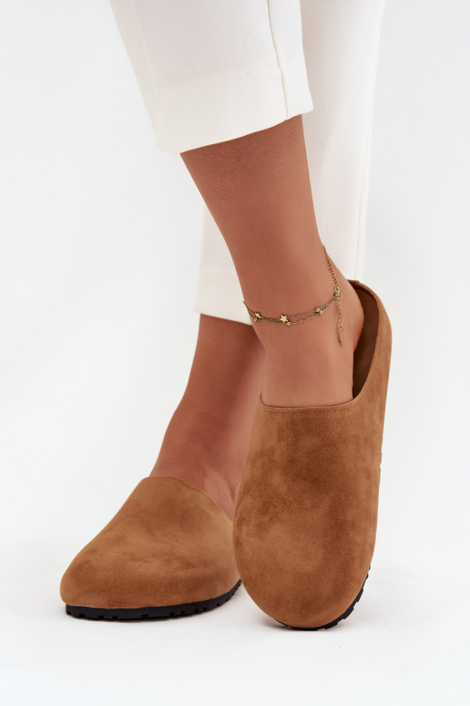 Papuče Dreváky Dámske s platformou Hnedá farba Sylviane