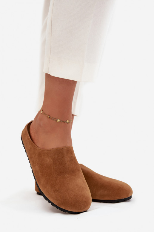 Papuče Dreváky Dámske s platformou Hnedá farba Sylviane