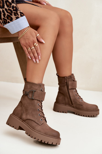 Pracovné členkové topánky Dámskezahriať sa so zdobenými podpätkami béžová Ulivine