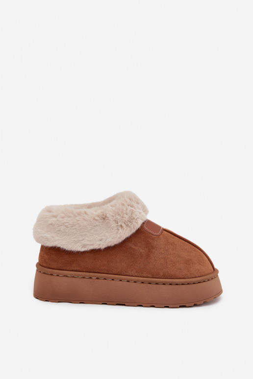 Snehule Dámske s platformou s kožušinou Hnedá farba Calyra