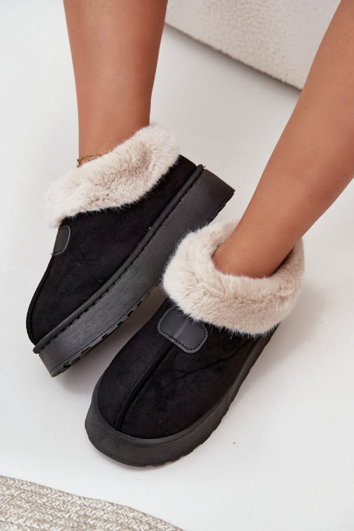 Snehule Dámske s platformou s kožušinou čierna Calyra