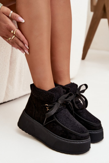 Snehule Dámske s platformou s kožušinou čierna Florivelle