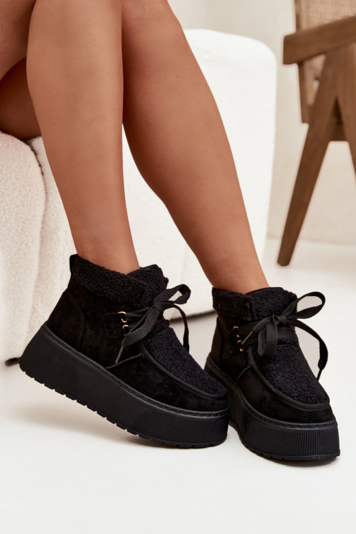 Snehule Dámske s platformou s kožušinou čierna Florivelle Snehule Dámske s platformou s kožušinou čierna Florivelle