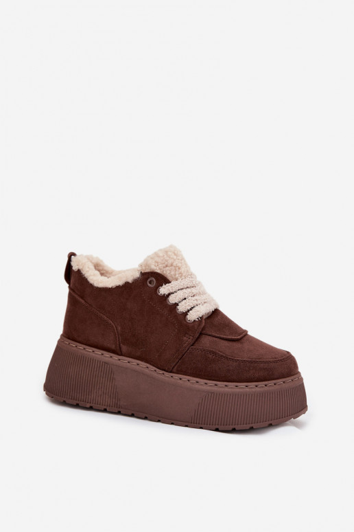 Snehule Dámske s platformou s kožušinou Typu Baranek Hnedá farba Luma